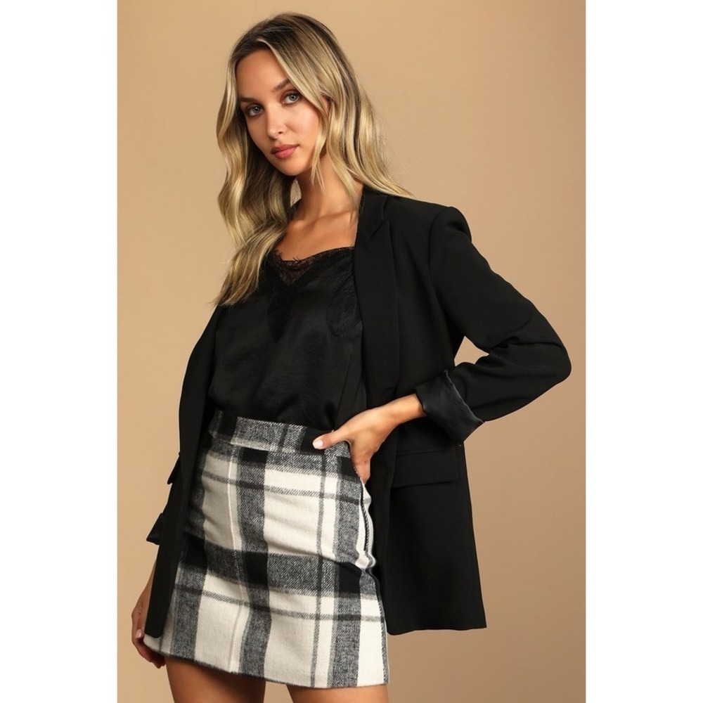 Lulus Mad For Plaid Black And White Plaid Mini Skirt - Size XS